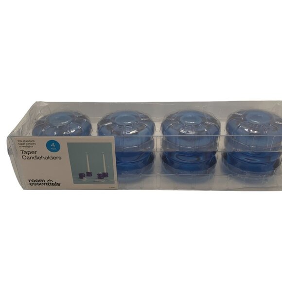 Room Essentials Blue Taper Candleholders 4-Pack - Picture 1 of 2